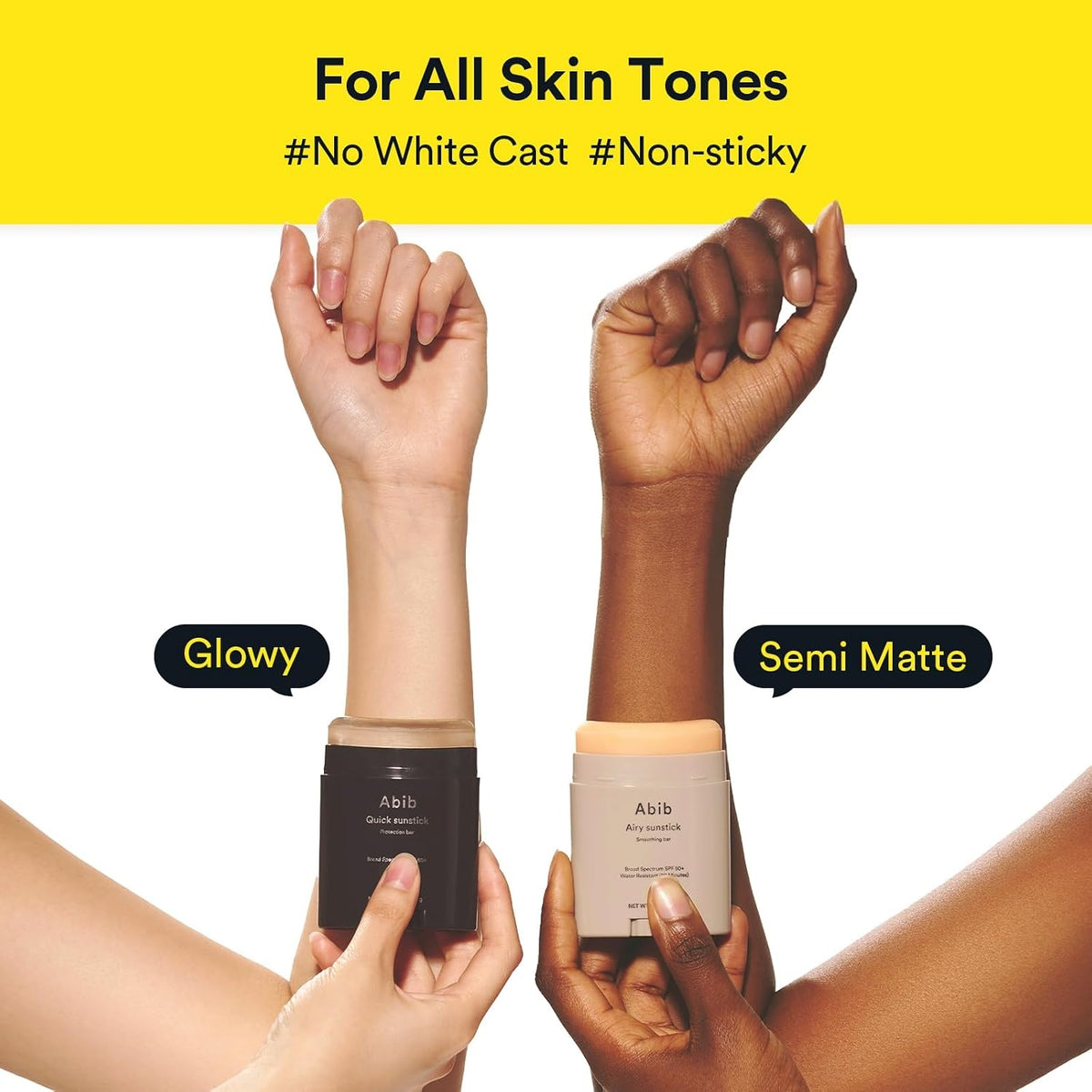 Airy & Quick Sunstick DUO SPF50+ Broad Spectrum Semi-Matte & Quick Glowy Finish, No White Cast, Korean Sunscreen Stick for All Skin Types, 2 Count